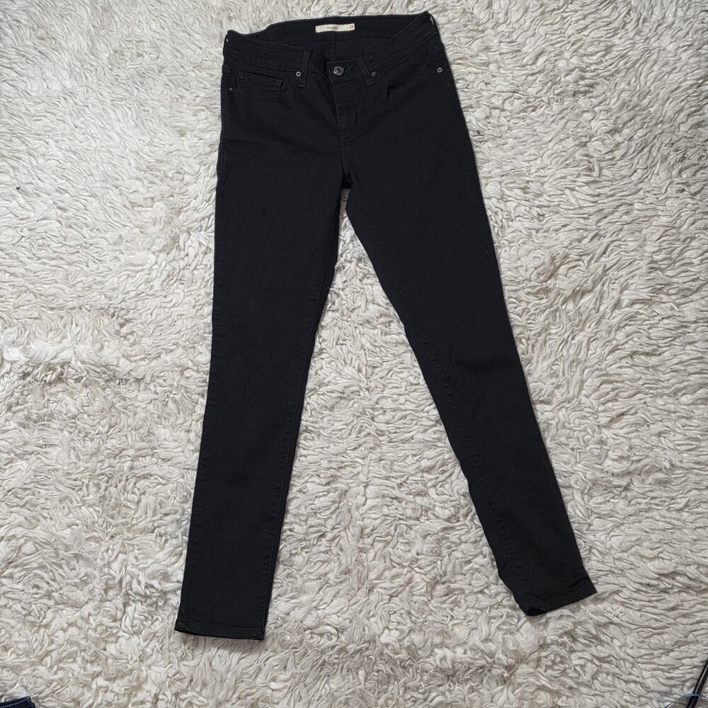 Levi 711 Mid Rise Skinny Jeans Womens Size 28/28 Black